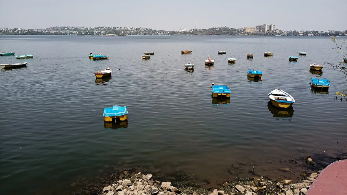 The Upper Lake in Bhopal with the city skyline along the shore