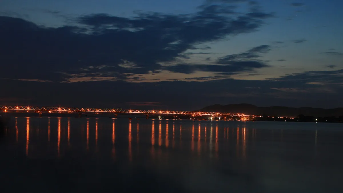 The Saraighat Bridge crossing the Brahmaputra river at Guwahati