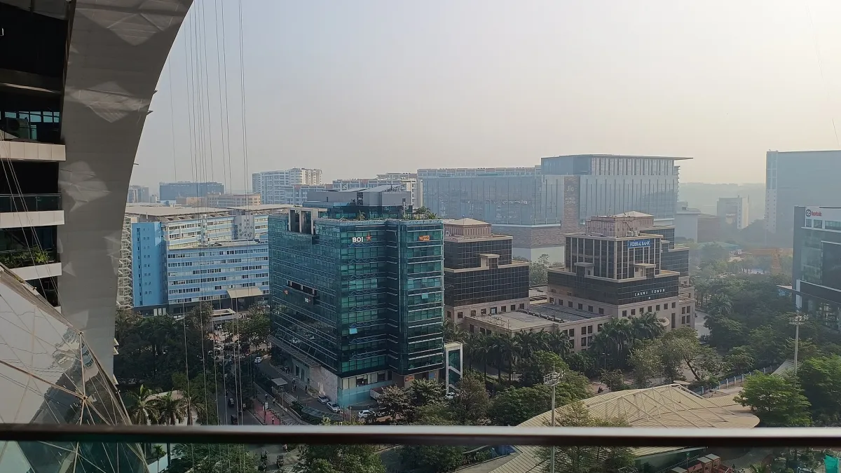 Modern glass office buildings in the Bandra Kurla Complex business district in Mumbai