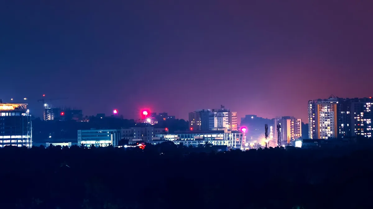 Office buildings and landscaped grounds inside the Technopark campus in Thiruvananthapuram
